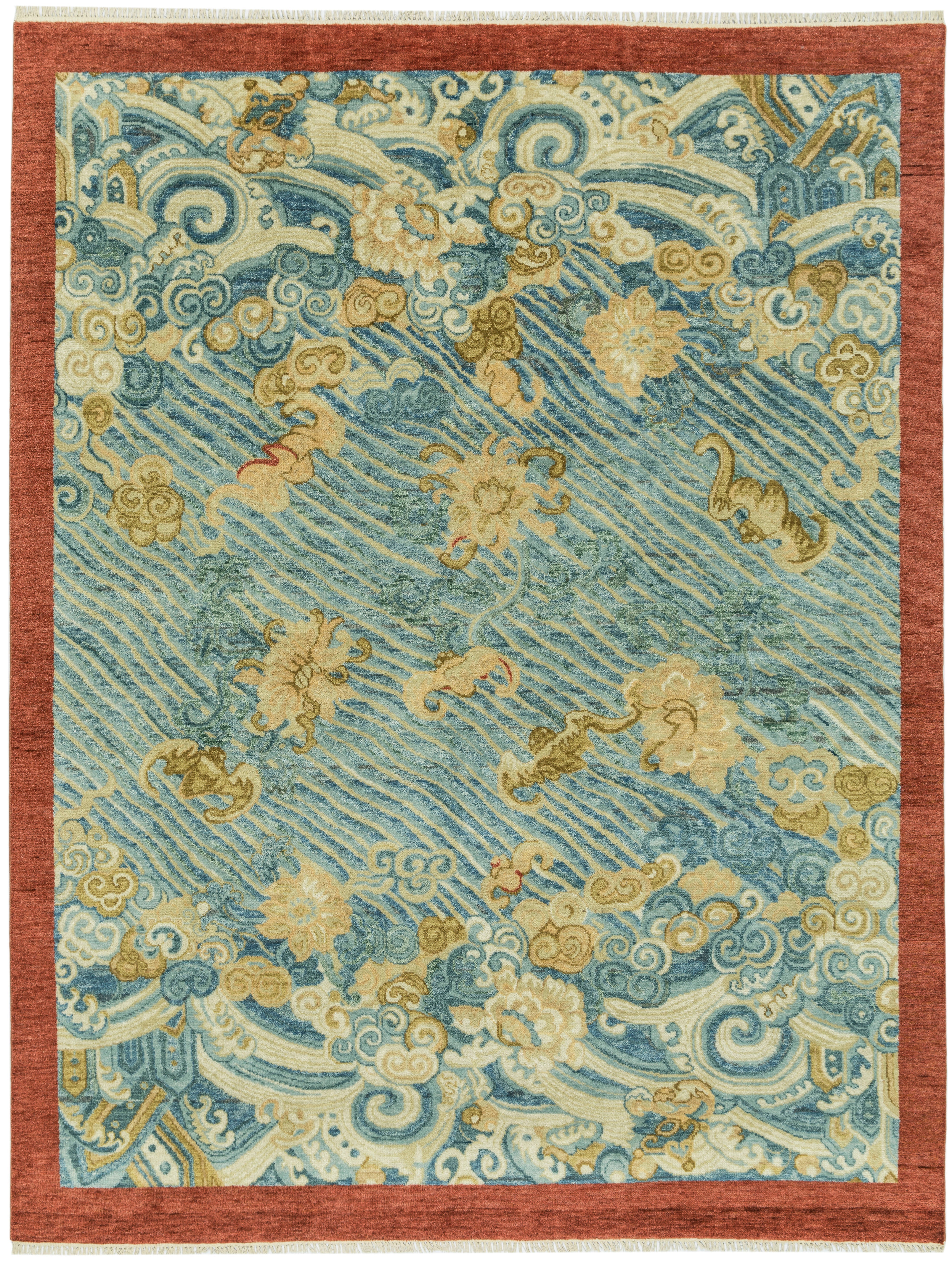 Hand Knotted/Bat Rug/Blue Orange