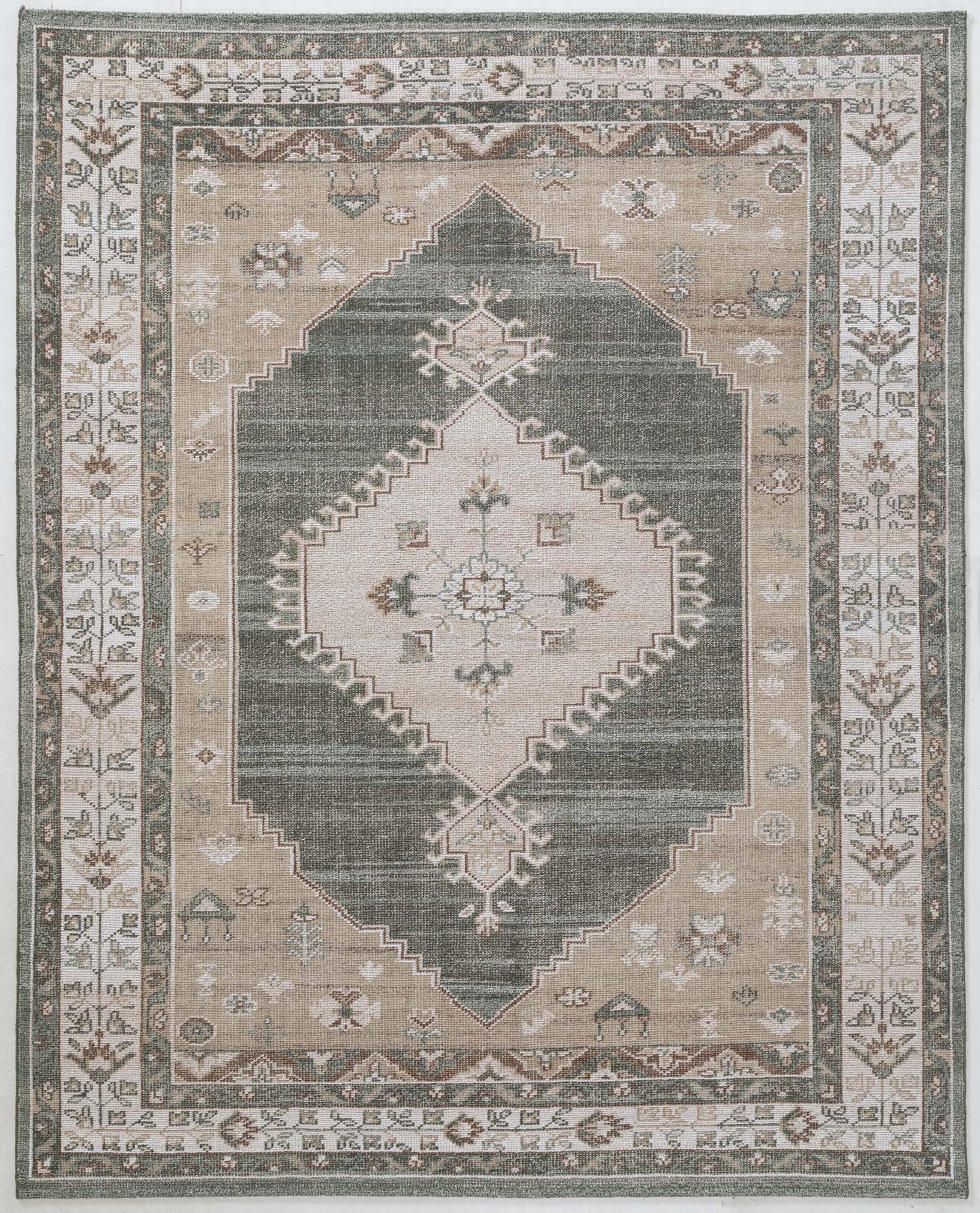 Hand Knotted/Meddalion Rug-Dsv/Green