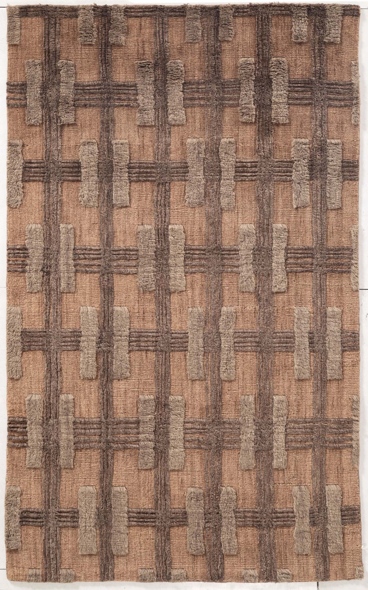 Hand Tufted/Jacquard Handloom Geo Shag/Epair Rug/Rust