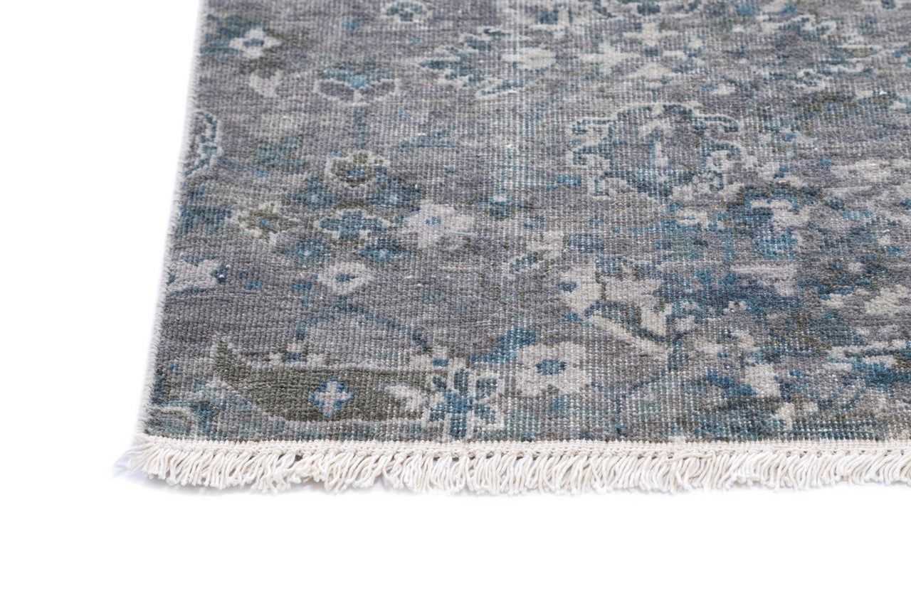 Hand Knotted/Rabbia/Silver/Blue