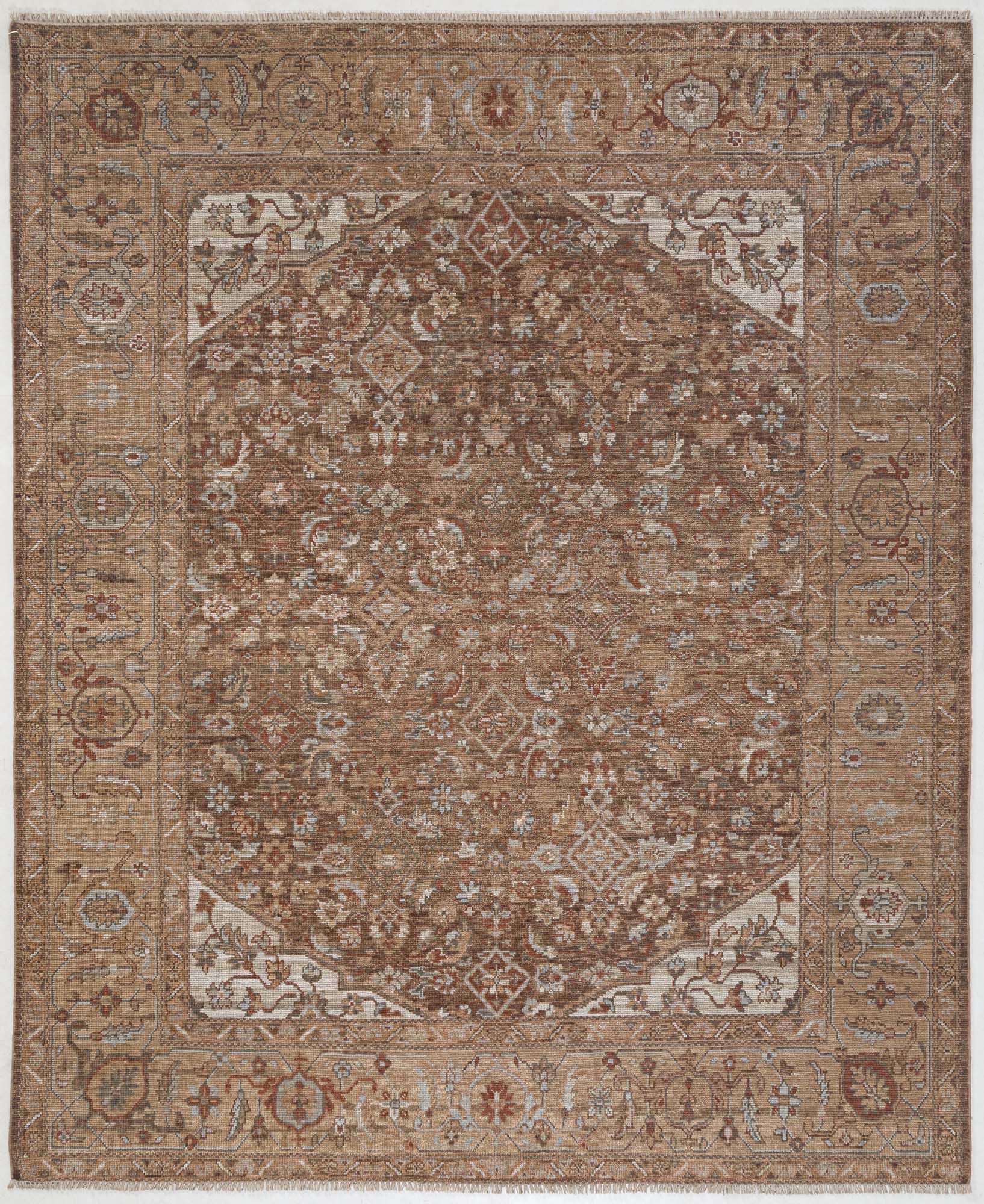 Hand Knotted/Sadia/Herati Rug-F4bv/Brown/Beige