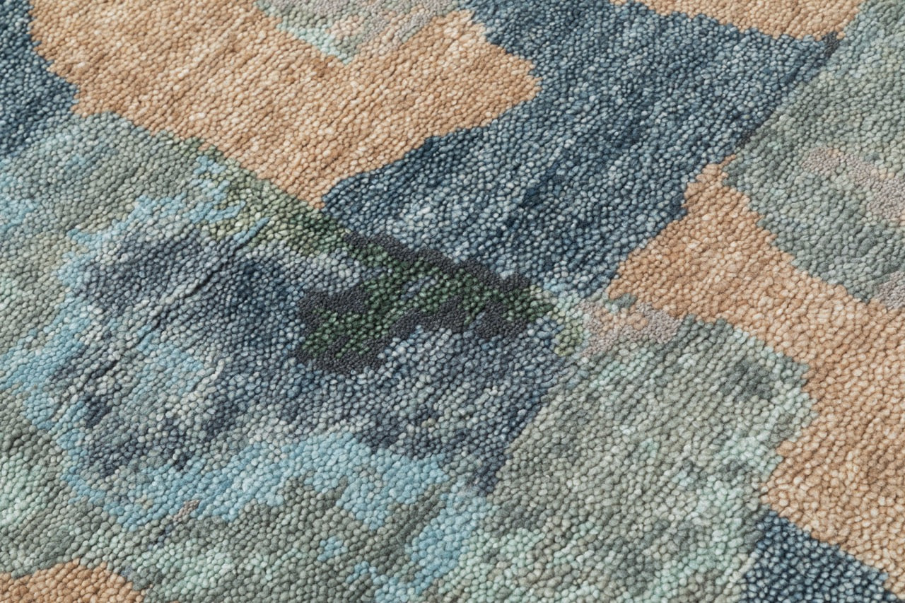 Hand Knotted/Abstract Oasis Rug R/Blue